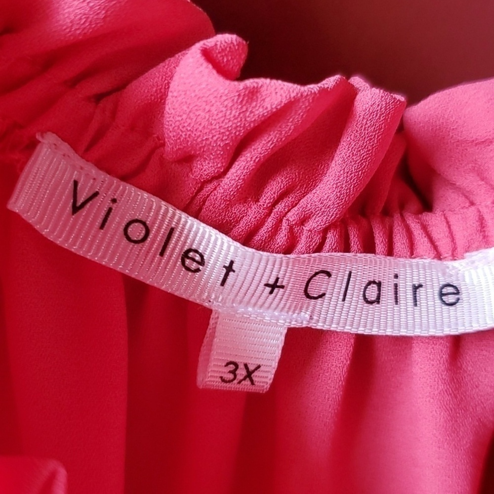 Violet and Claire coral top gathered neck wing sleeve size 3X - Picture 2 of 9